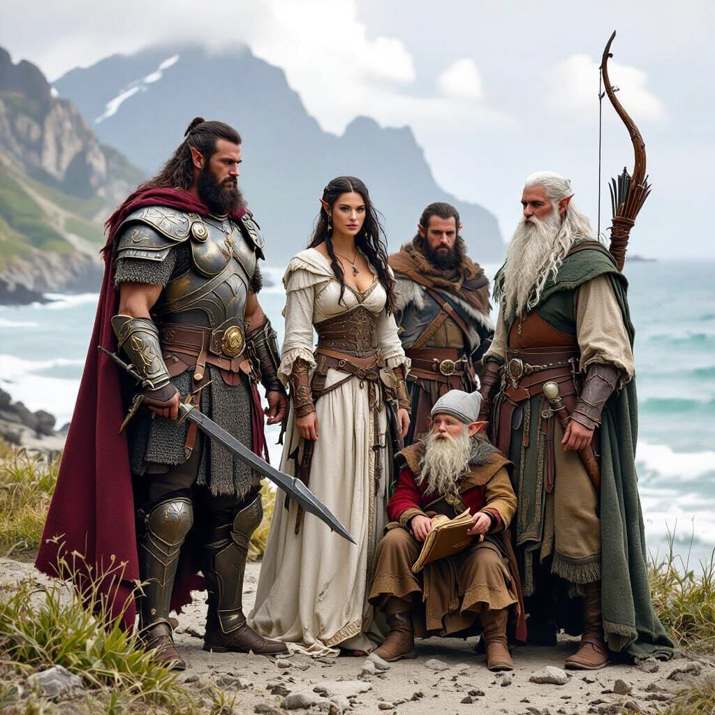 Fantasy Warriors and Mages on Jungle Coast, Anime Style