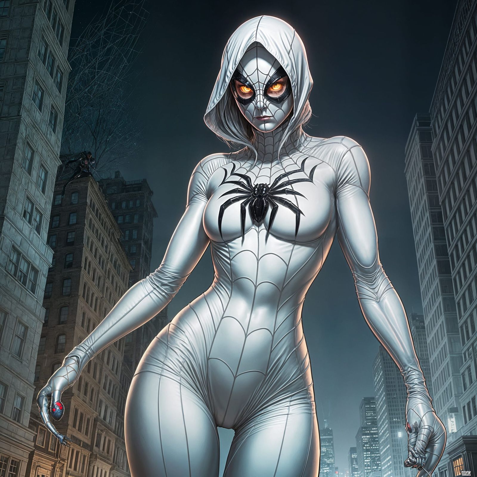 Ghost-Spider Bodysuit Cosplay in Comic Book Art Style
