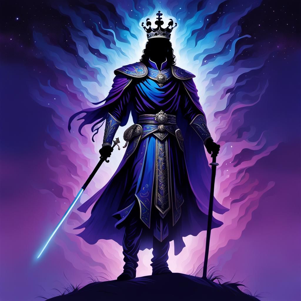 Majestic King Silhouette Painting with Royal Aura