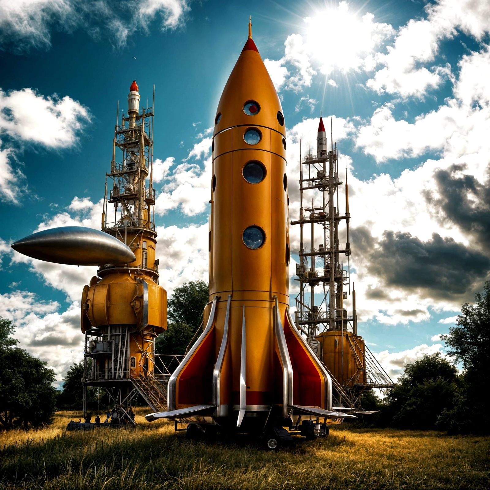 Rockets and Spaceships in a Surreal Sky