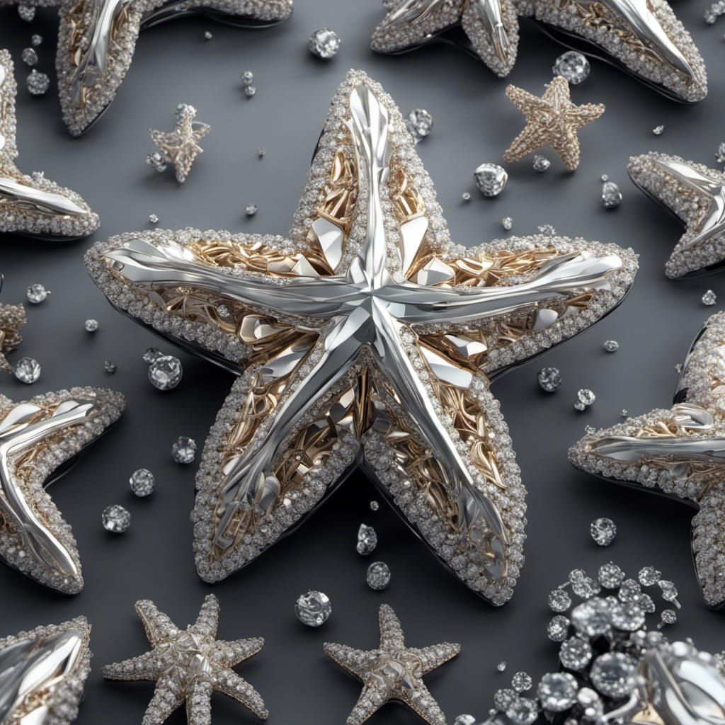 Diamond Starfish Jewelry in Sci-Fi Style