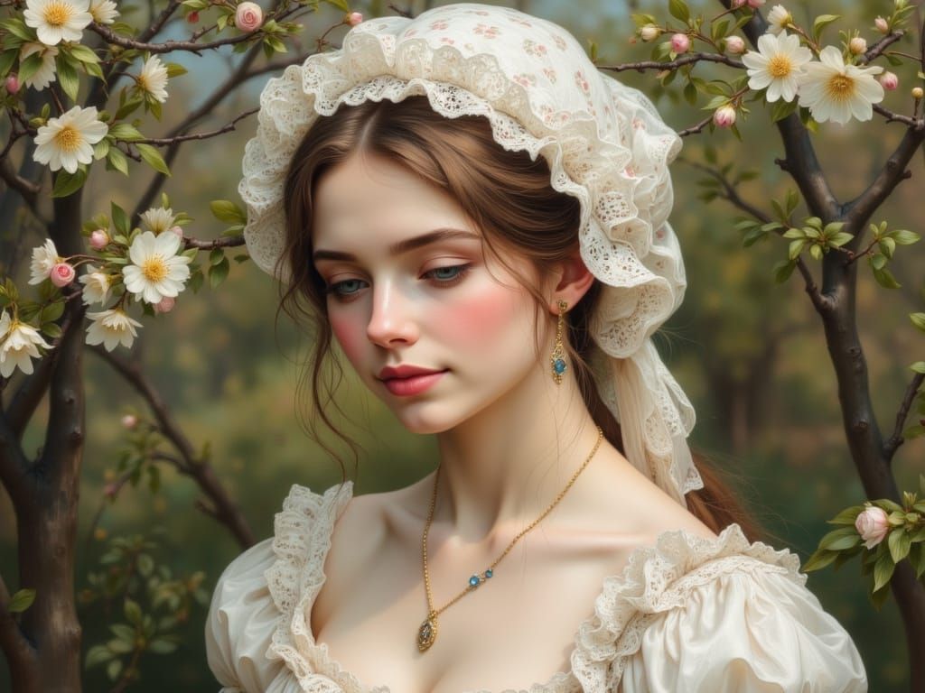 Anne Hathaway Portrait in Rippl-Rónai Style