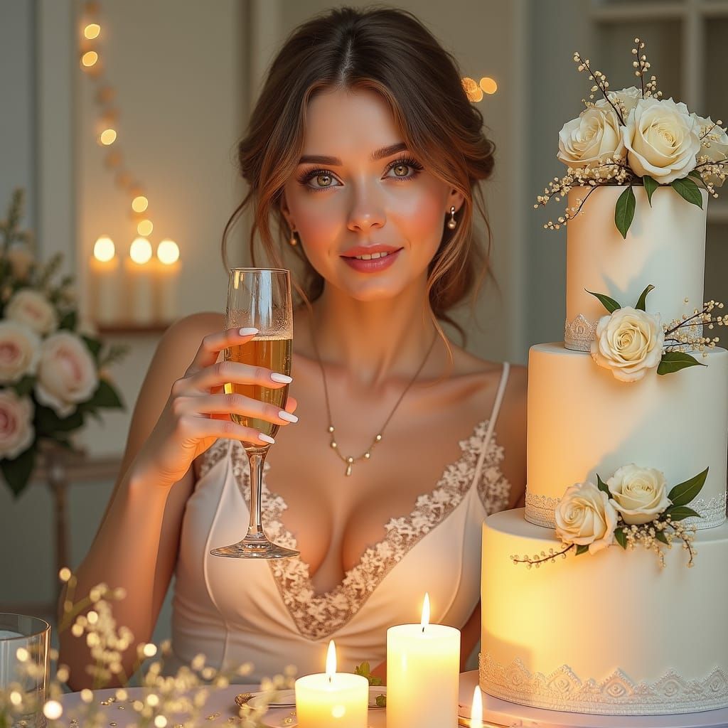 Elegant Birthday Portrait in Watercolor Style