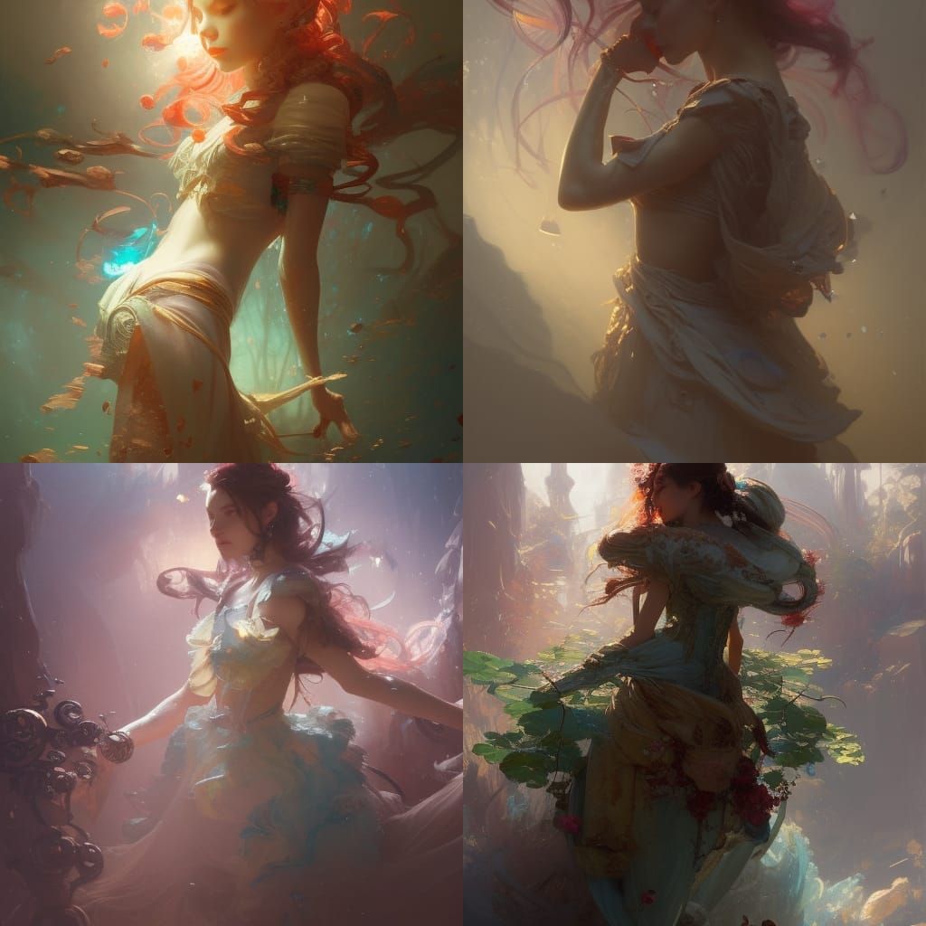 Alice in Wonderland Portrait in Art Nouveau Style