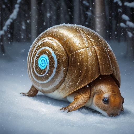 Brasshell Landseal - (fantasy beasts in winter)