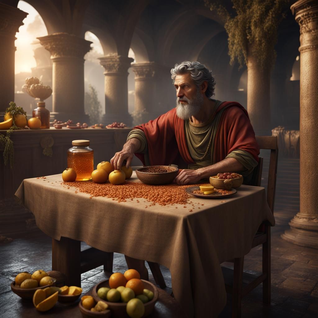 Ancient Roman Man at the Table