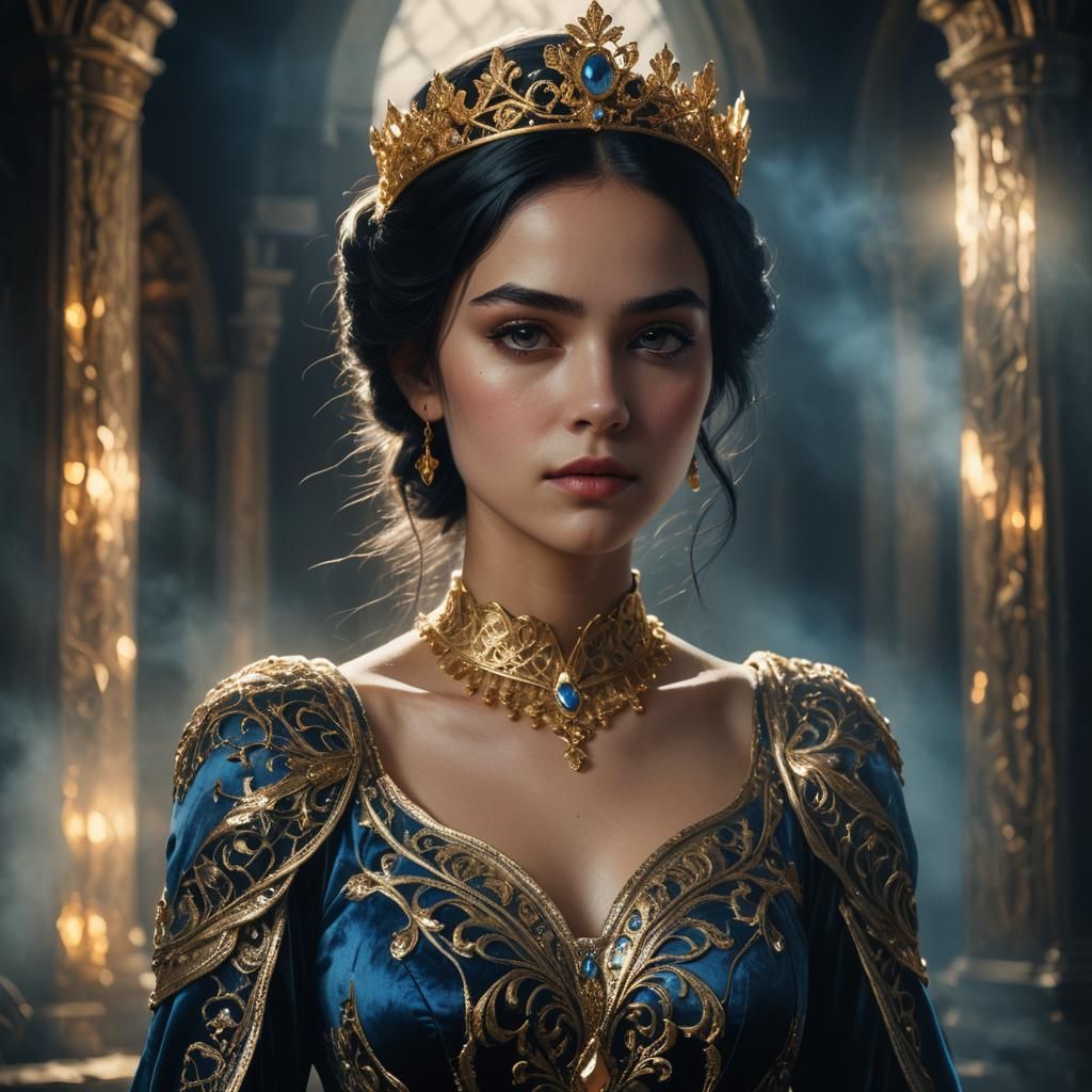 Young Woman in Royal Dress with Diadem