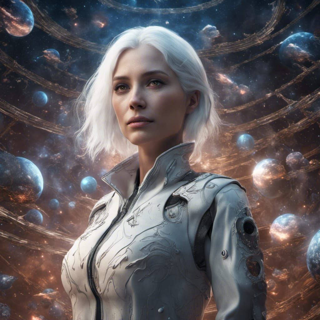 Cosmic Library: Woman in Space, Digital Matte Painting