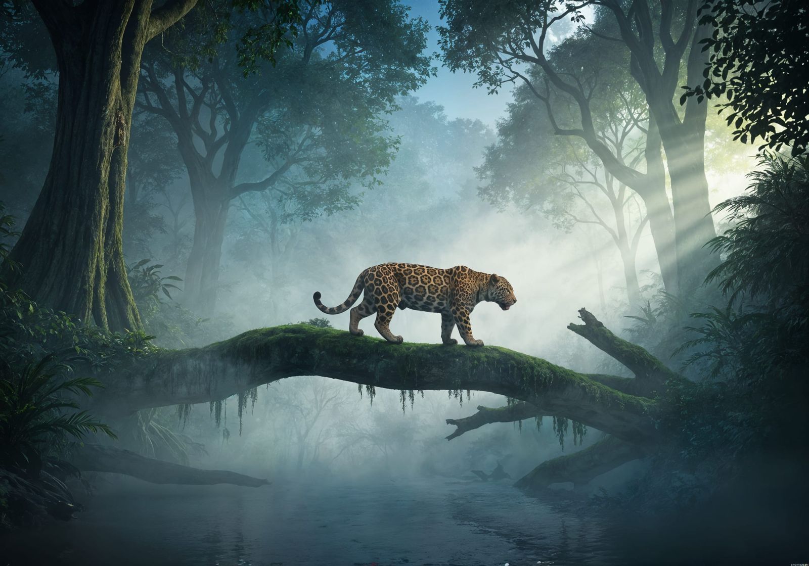 Mysterious Jaguar in Foggy Jungle - Ultra 3D