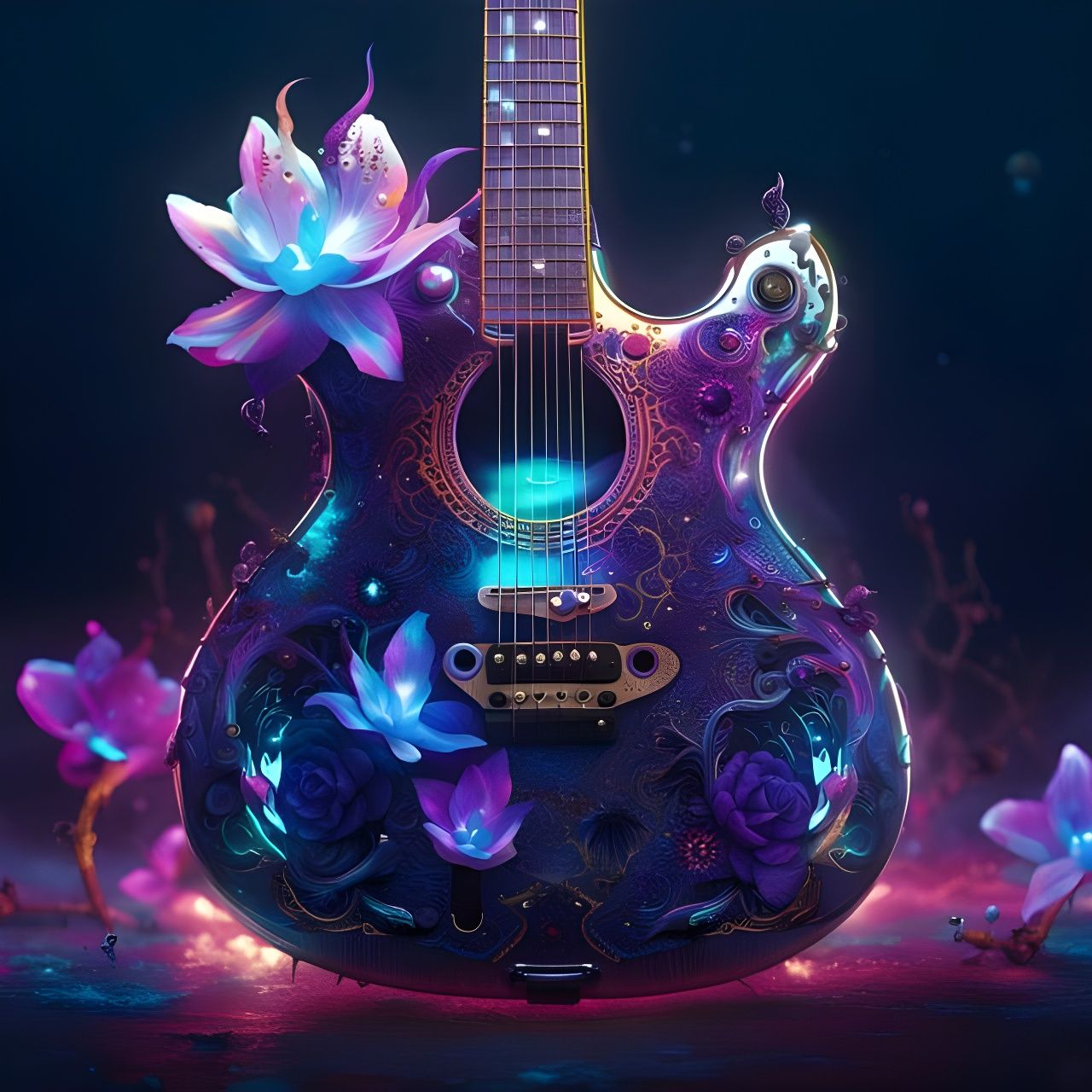 Biopunk Electric Orchid Guitar in Opalescent Colors