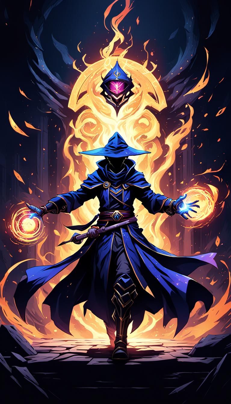 Dark Mage Controls Dark Magic in Anime Style