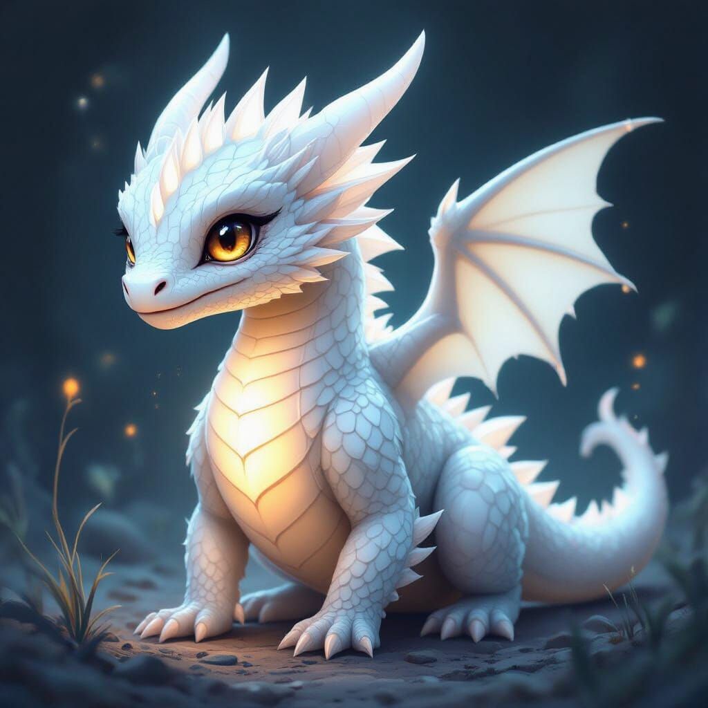 Luminous White Dragon with Thorny Scales