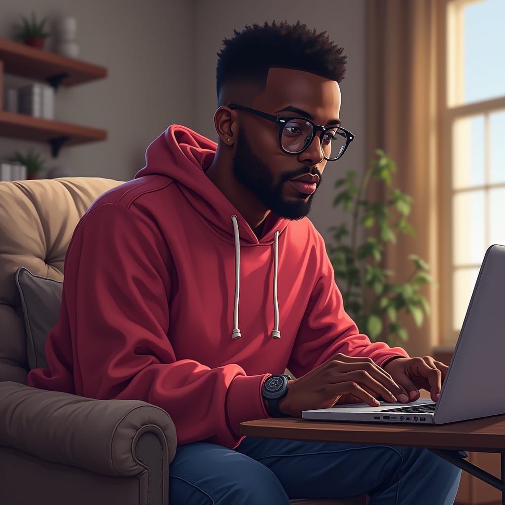 Hyper-Realistic Portrait of a Man at His Desk