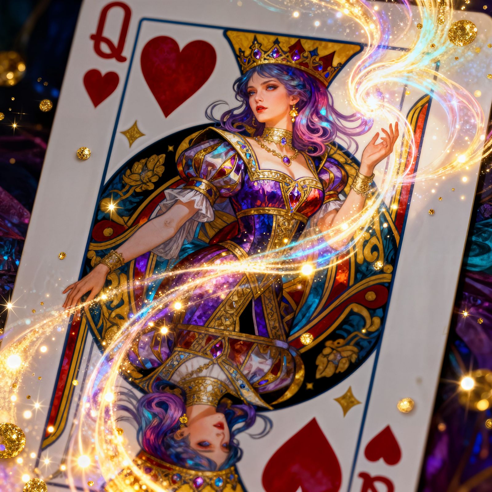 Queen of Hearts Bursting Forth Magically