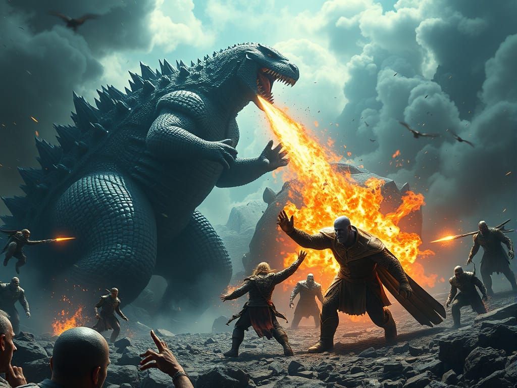 Godzilla Meets Thanos in a Surreal Cinematic Epic