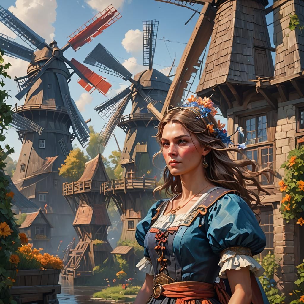 Dutch Windmills: Hyperdetailed Portrait in Digital Art Style