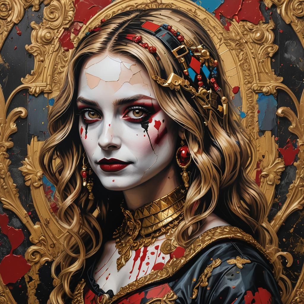 Mona Lisa Reimagined with Harley Quinn Style