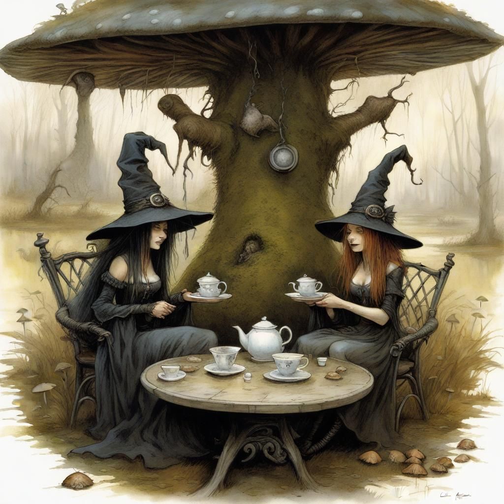 Charming Witch Tea Party in Fantasy Style