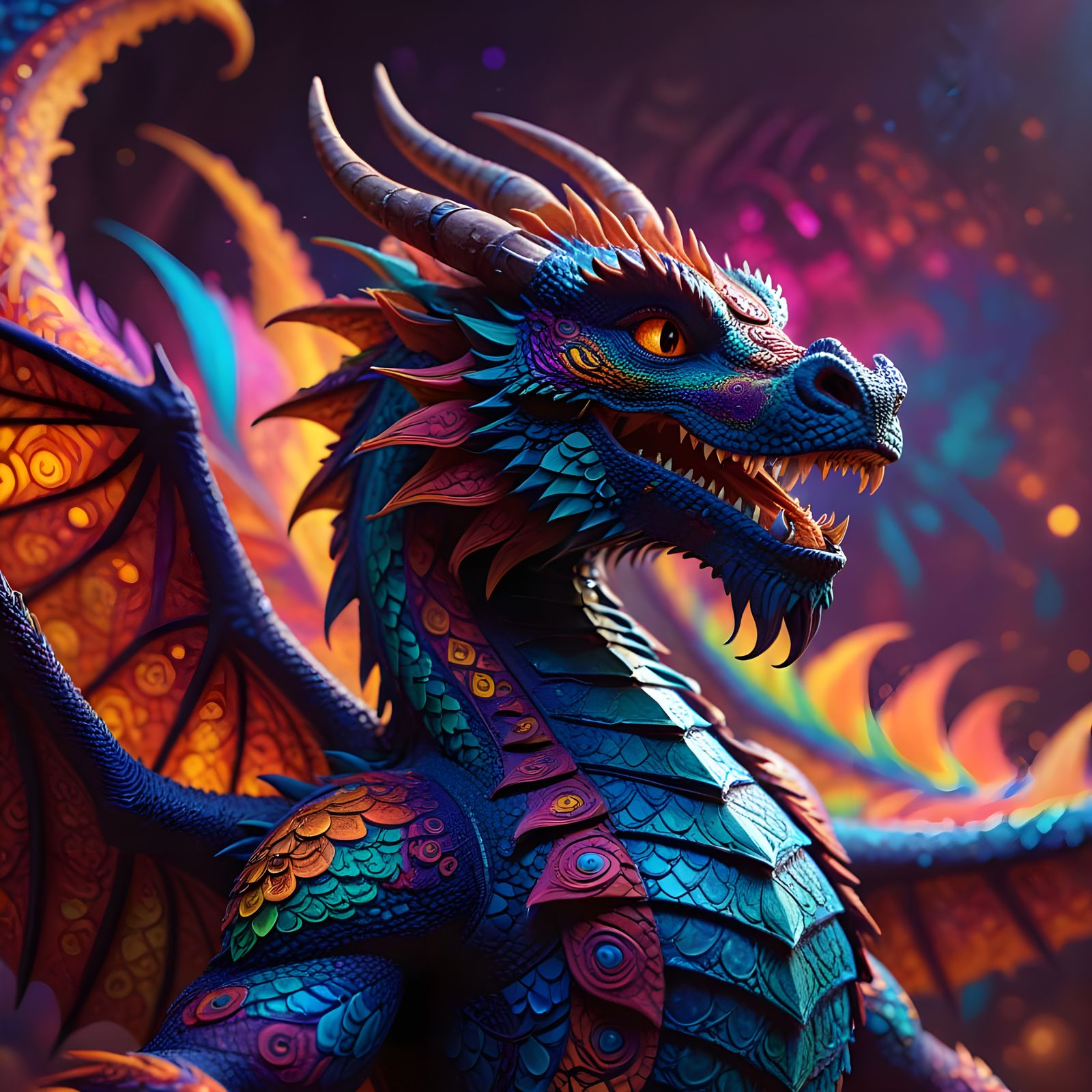 Rangoli Dragon: 3D Digital Art