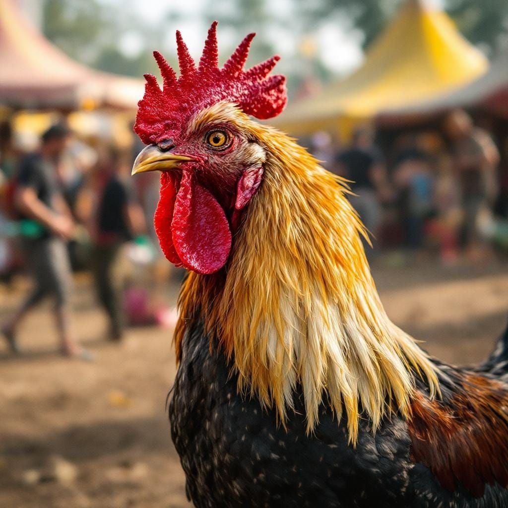 Rooster at a Hoe-Down: AI-Generated Image