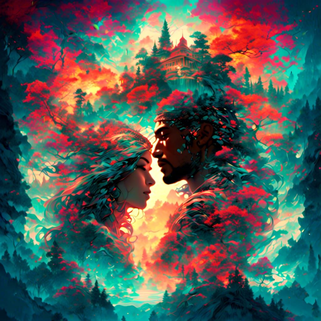 Ibeji Twins as Jaguar Priestesses in Watercolor Style