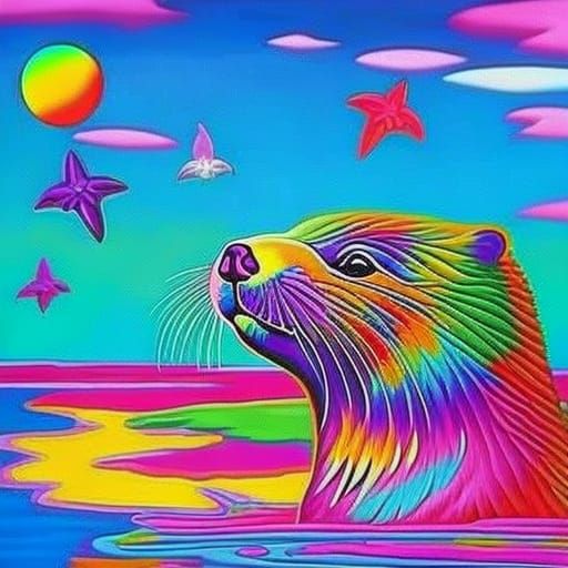 Lisa Frank Otter Painting
