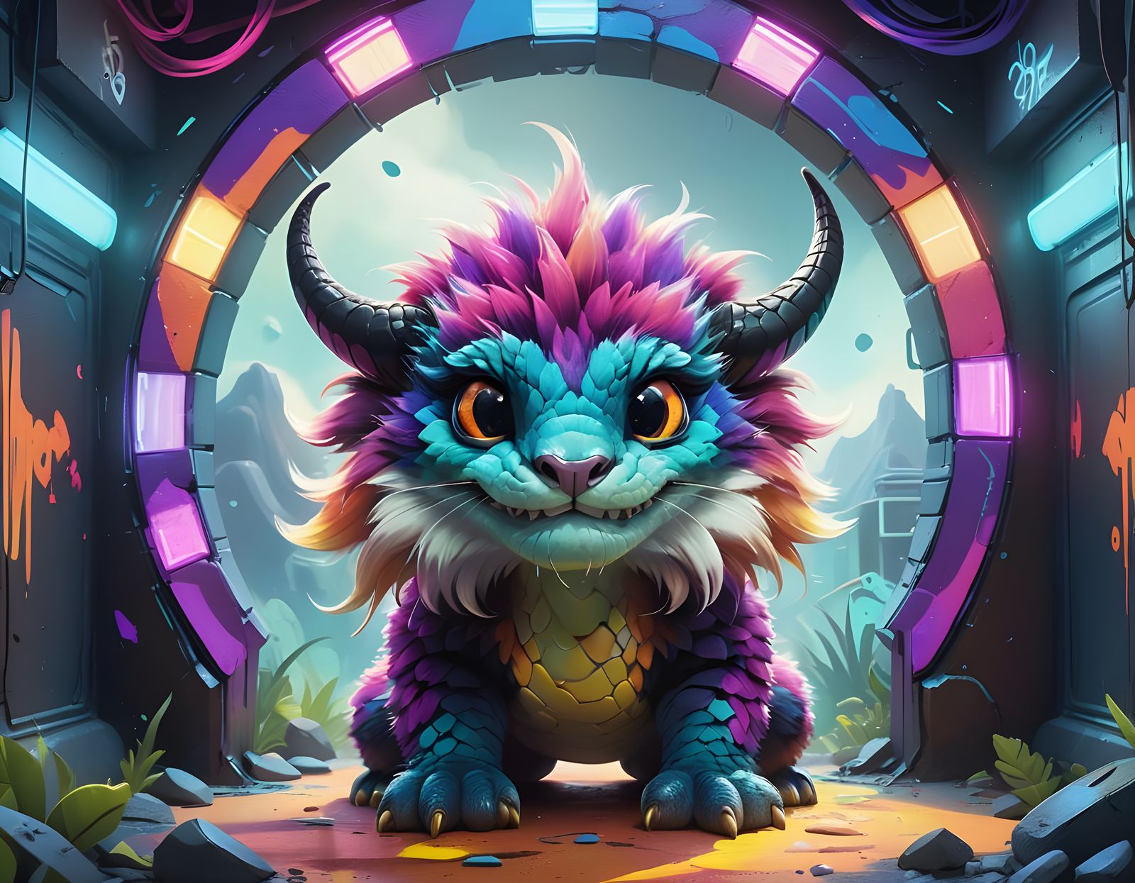 Furry Baby Snake: Pixar-Style 3D Digital Art