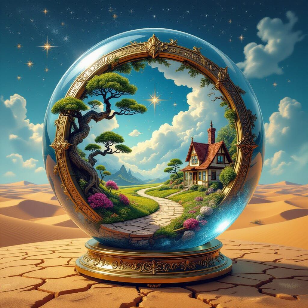 Surreal Stargate with Bonsai and Victorian Cottages