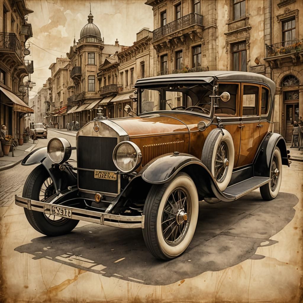 Retro-Futuristic Art Deco Town Car in 3D
