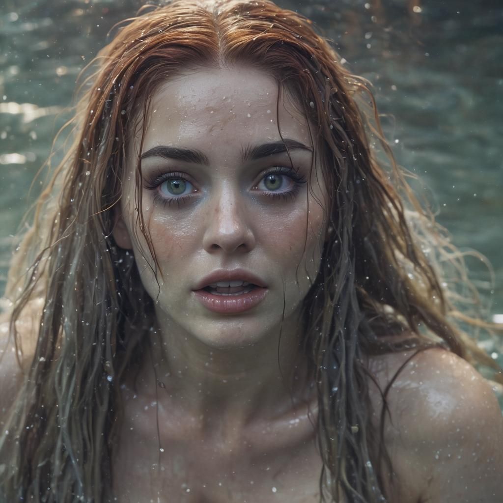 Terrifying Mermaid in Cinematic Horror Film Still