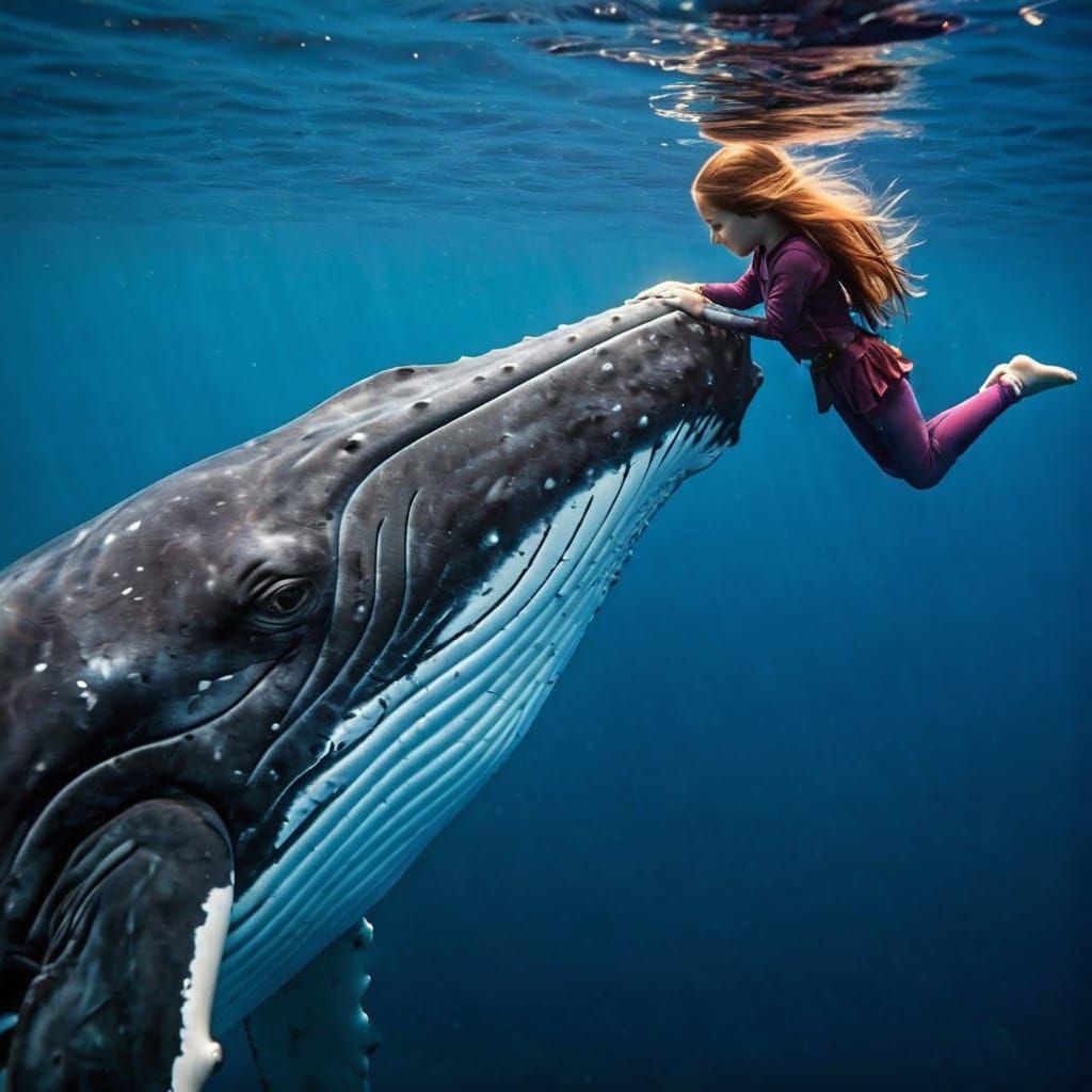 Whale Encounter in Vibrant Deep Blues