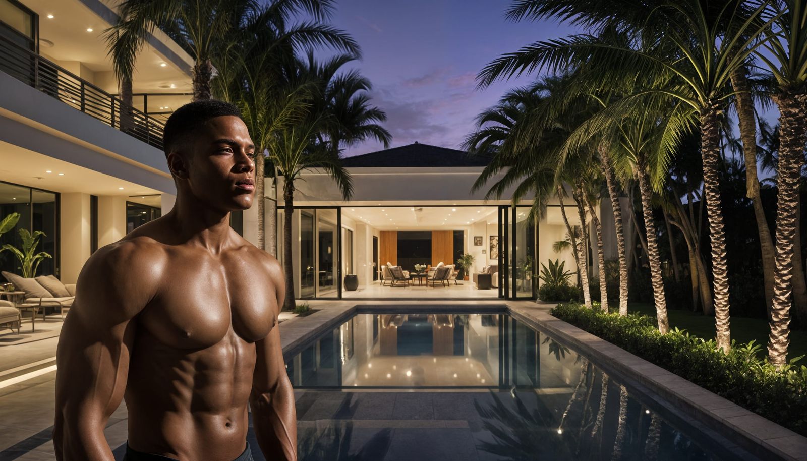 Luxury Modern Home at Dusk: Architectural Photography