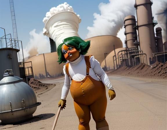 Oompa Loompa working at a toxic factory 🏭