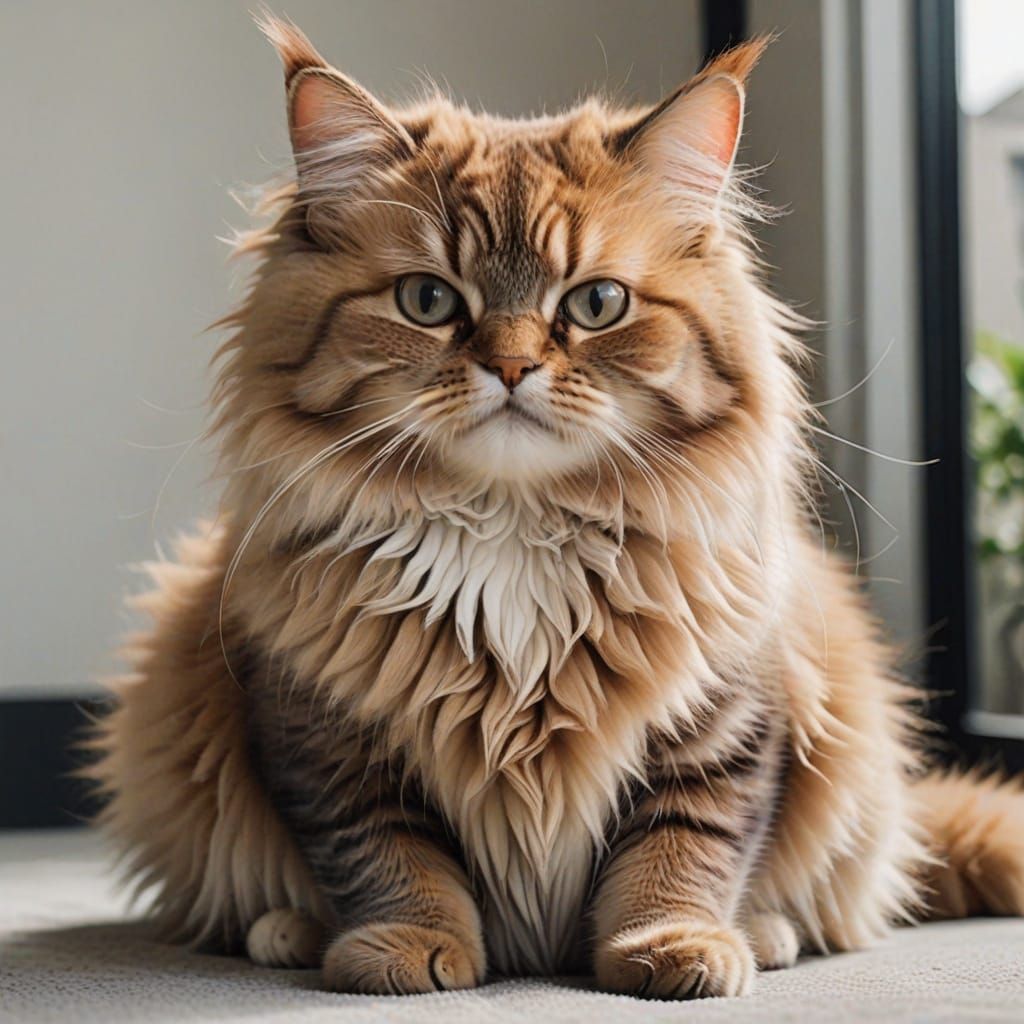 Fluffy Cat Shows its Tummy