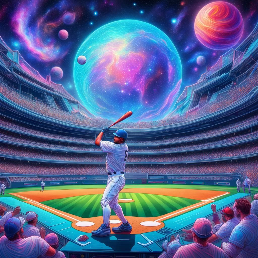 Intergalactic Baseball Game in Astral Holographic Style
