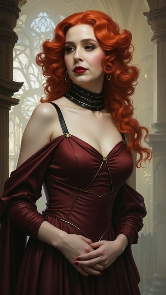 Vibrant Pre-Raphaelite Portrait of a Sultry Siren