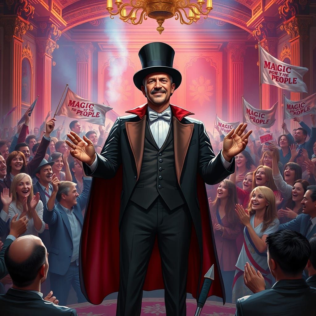 Futuristic Magician Politician on Grand Stage