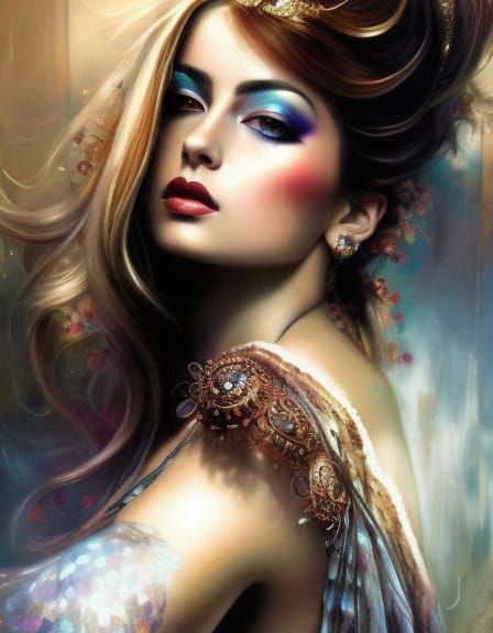 Neovictorian Beauty in Zentangle Tie-Dye Style