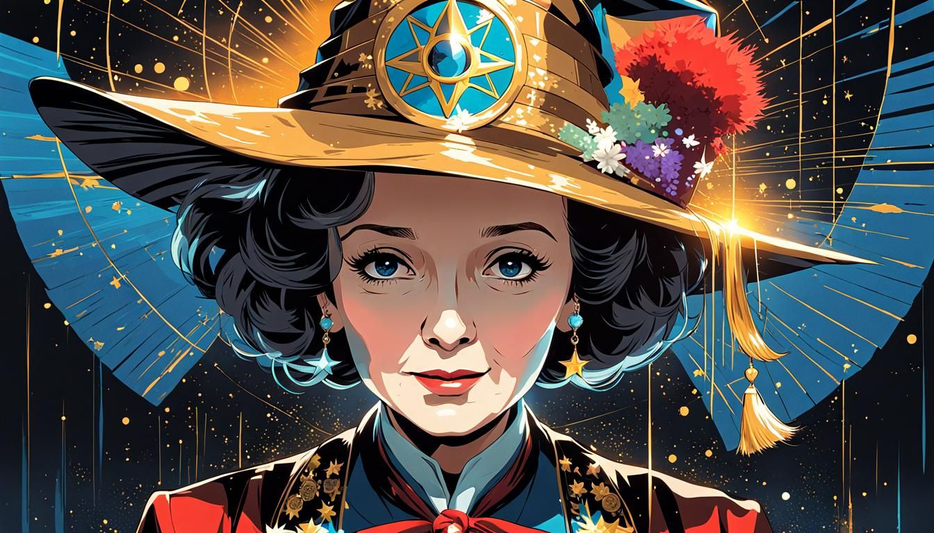 Anime Wizard Betty White Mugshot Illustration