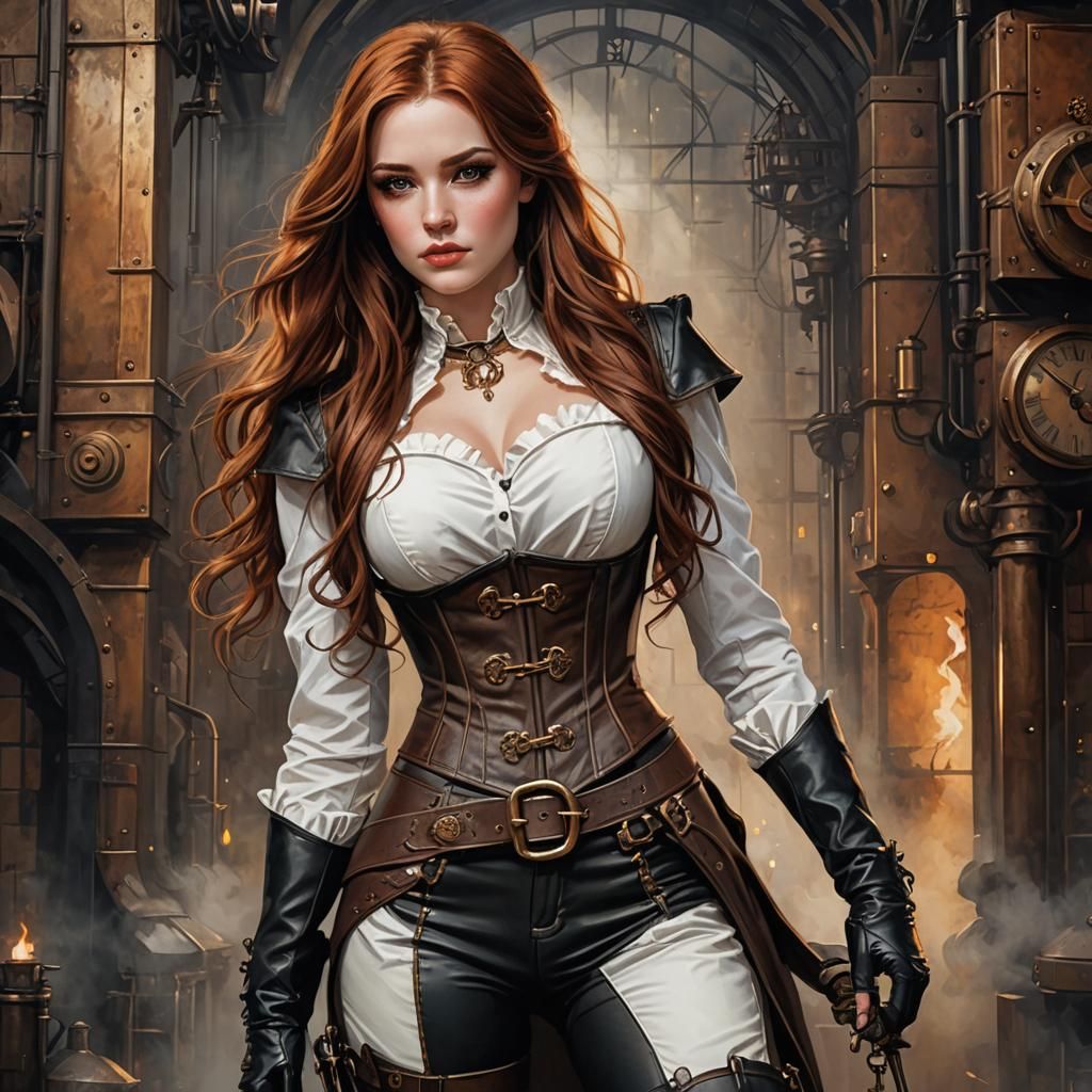Steampunk Beauty in Industrialized Setting