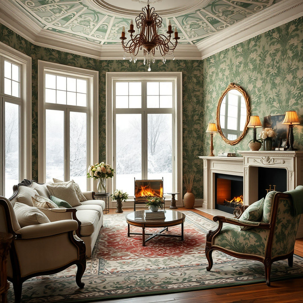 Elegant Living Room with Winter View