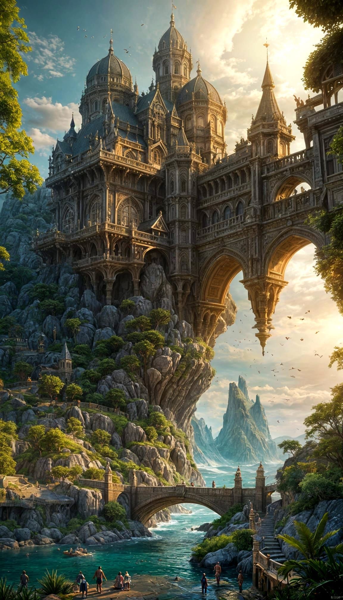 Fantasy Oceanside Castle: Hyperdetailed Digital Masterpiece