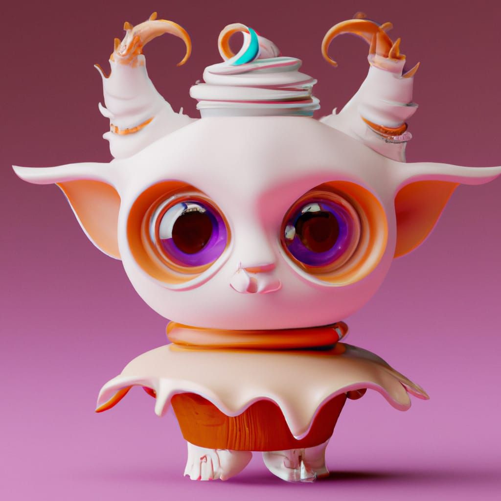 Chibi Frosting Demon Cupcake in 3D
