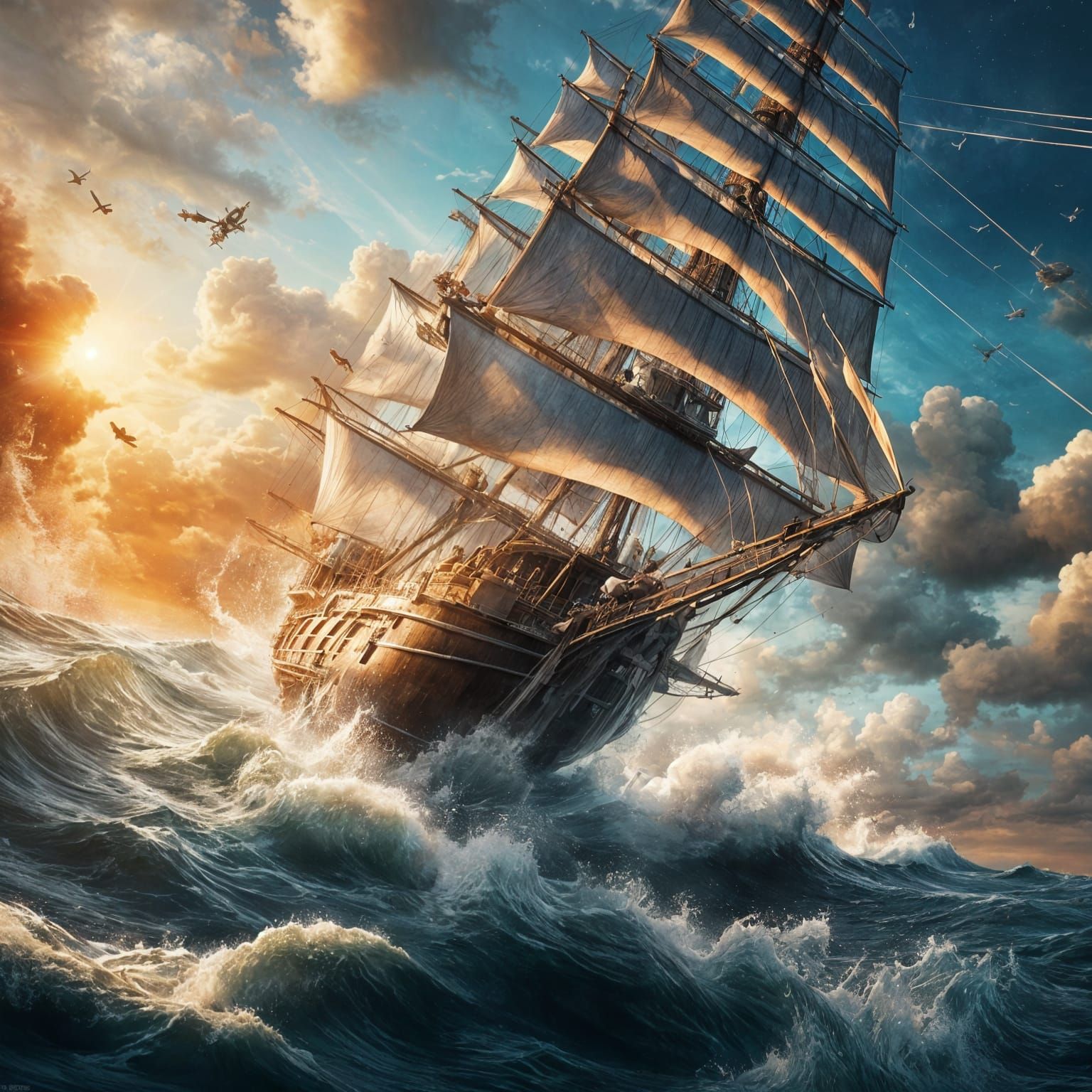 Stormy Seas Rocket Launch: Hyperrealistic Concept Art