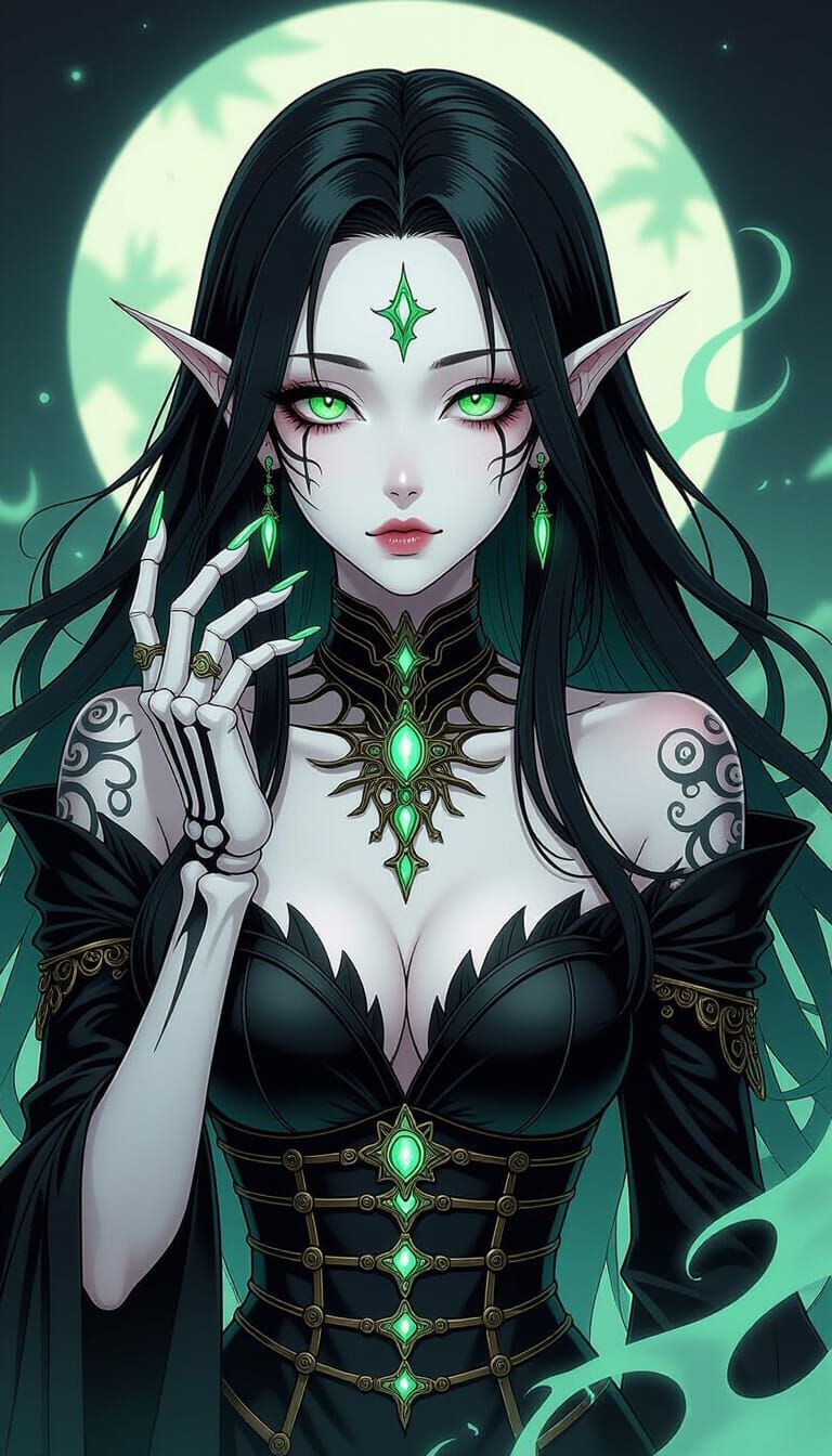 Fantasy Lich Queen in Manga Anime Style