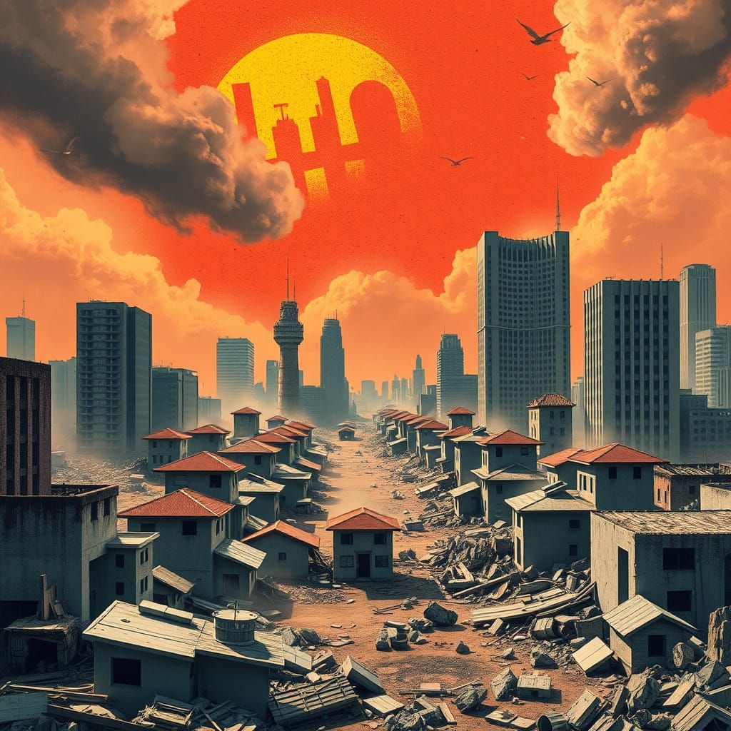 Post-Atomic Cityscape: Concrete Skeletons in Dusty Winds