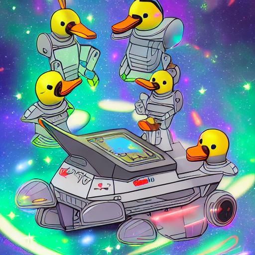 Duck Bill Spaceship with Sentient Musical Robots