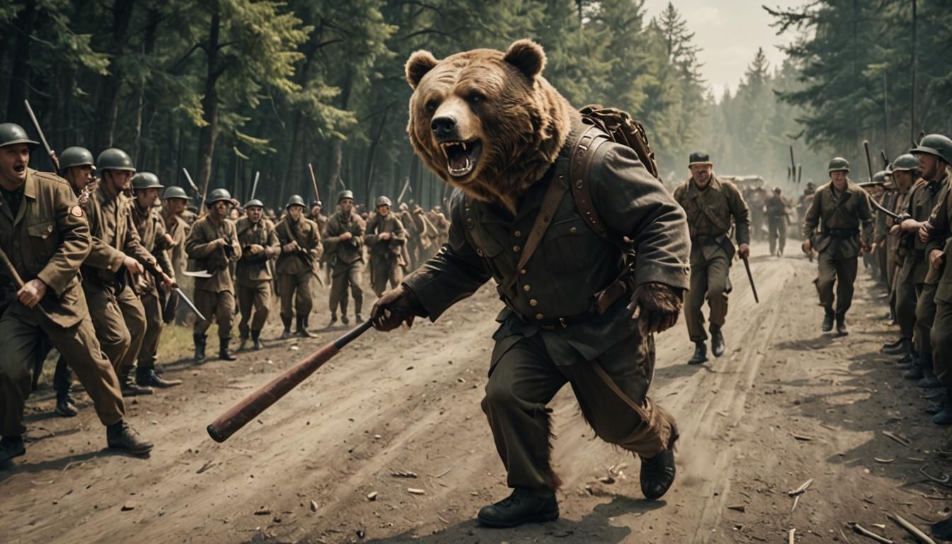 Inglorious Bastards character chasing down soldiers