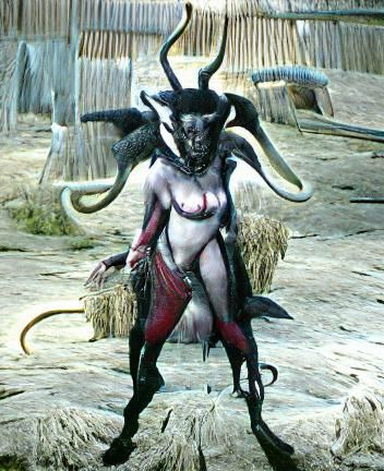 Sultry Female Demon with Goat Horns