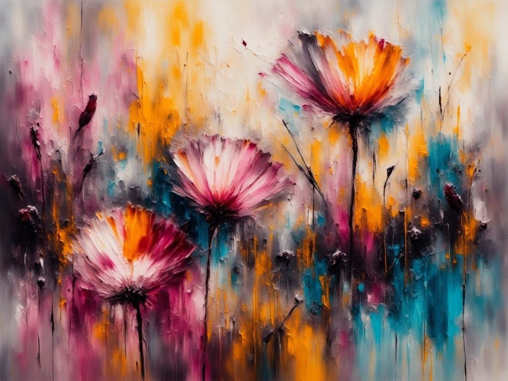 Abstract Geometric Bloom in Smokey Grunge Aesthetic